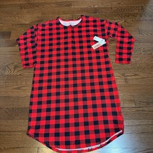 32 Degrees Heat Red/Black Checkered 3 buttons Sleep/Lounge Dress- PJ’s-XL- NWT